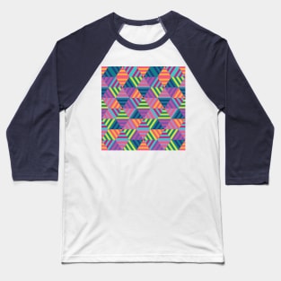 Retro Colorful Hexagons Baseball T-Shirt